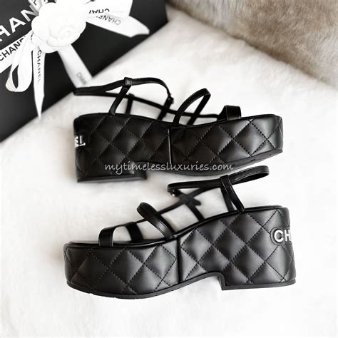 chanel rope sandals|chanel quilted platform sandals.